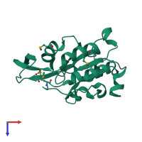 PDB entry 1t9z coloured by chain, top view.