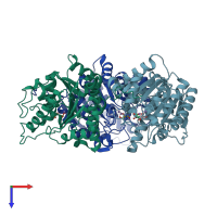 PDB entry 1ta1 coloured by chain, top view.