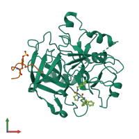 PDB entry 1ta2 coloured by chain, front view.