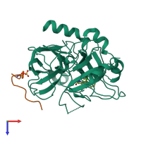 PDB entry 1ta2 coloured by chain, top view.