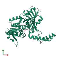PDB entry 1ta4 coloured by chain, front view.