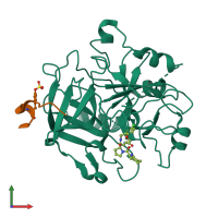 PDB entry 1ta6 coloured by chain, front view.