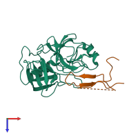 PDB entry 1tab coloured by chain, top view.