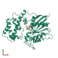 PDB entry 1tag coloured by chain, front view.