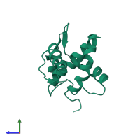 PDB entry 1tam coloured by chain, side view.