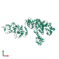 PDB entry 1taq coloured by chain, front view.