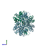 PDB entry 1tar coloured by chain, side view.