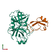 PDB entry 1taw coloured by chain, front view.