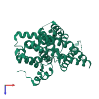 Dual specificity calcium/calmodulin-dependent 3',5'-cyclic nucleotide phosphodiesterase 1B in PDB entry 1taz, assembly 1, top view.