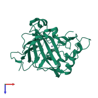 PDB entry 1tb0 coloured by chain, top view.