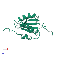 PDB entry 1tbd coloured by chain, top view.