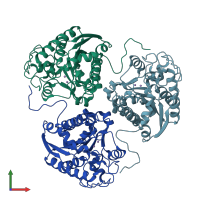 PDB entry 1tbh coloured by chain, front view.