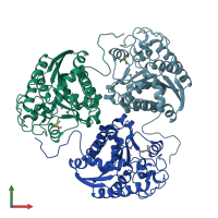 PDB entry 1tbj coloured by chain, front view.