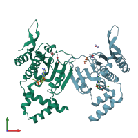 PDB entry 1tbw coloured by chain, front view.