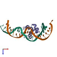 PDB entry 1tc3 coloured by chain, top view.