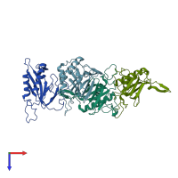 PDB entry 1tc5 coloured by chain, top view.