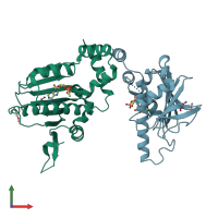 PDB entry 1tc6 coloured by chain, front view.