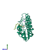 PDB entry 1tc8 coloured by chain, side view.