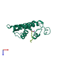 PDB entry 1tc8 coloured by chain, top view.
