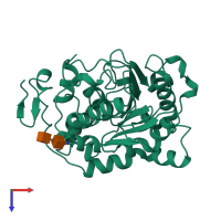 PDB entry 1tca coloured by chain, top view.