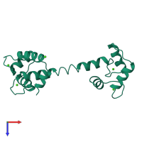 PDB entry 1tcf coloured by chain, top view.