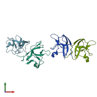 PDB entry 1td0 coloured by chain, front view.