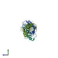 PDB 1td0 coloured by chain and viewed from the side.