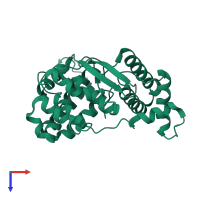 PDB entry 1td6 coloured by chain, top view.