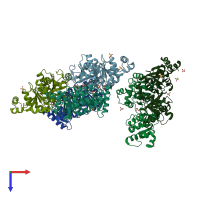 PDB entry 1td9 coloured by chain, top view.
