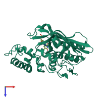 PDB entry 1tdb coloured by chain, top view.