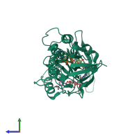 PDB entry 1tdf coloured by chain, side view.