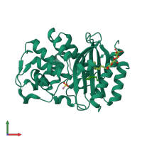 PDB entry 1tdl coloured by chain, front view.