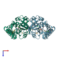 PDB entry 1te2 coloured by chain, top view.
