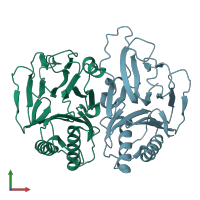 PDB entry 1te5 coloured by chain, front view.