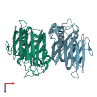 PDB entry 1te5 coloured by chain, top view.