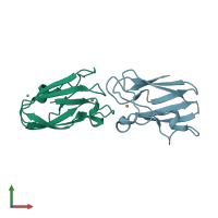 PDB entry 1tef coloured by chain, front view.