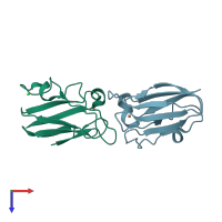 PDB entry 1tef coloured by chain, top view.
