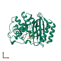 PDB entry 1tem coloured by chain, front view.