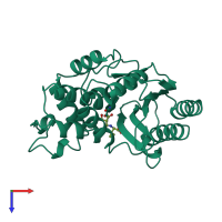 PDB entry 1tem coloured by chain, top view.