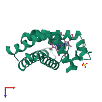 PDB entry 1tes coloured by chain, top view.