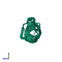 PDB entry 1tey coloured by chain, ensemble of 20 models, side view.