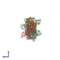 PDB entry 1tez coloured by chain, side view.
