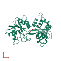 PDB entry 1tfa coloured by chain, front view.