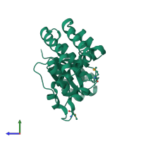 PDB entry 1tff coloured by chain, side view.