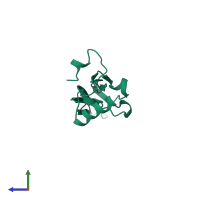 PDB entry 1tfg coloured by chain, side view.