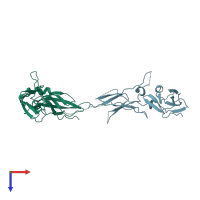 PDB entry 1tfh coloured by chain, top view.