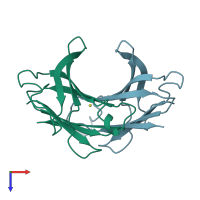 PDB entry 1tfp coloured by chain, top view.