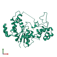 PDB entry 1tfr coloured by chain, front view.