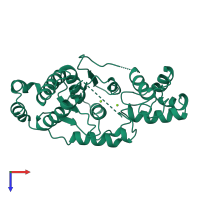 PDB entry 1tfr coloured by chain, top view.