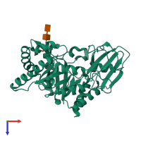 PDB entry 1tfv coloured by chain, top view.